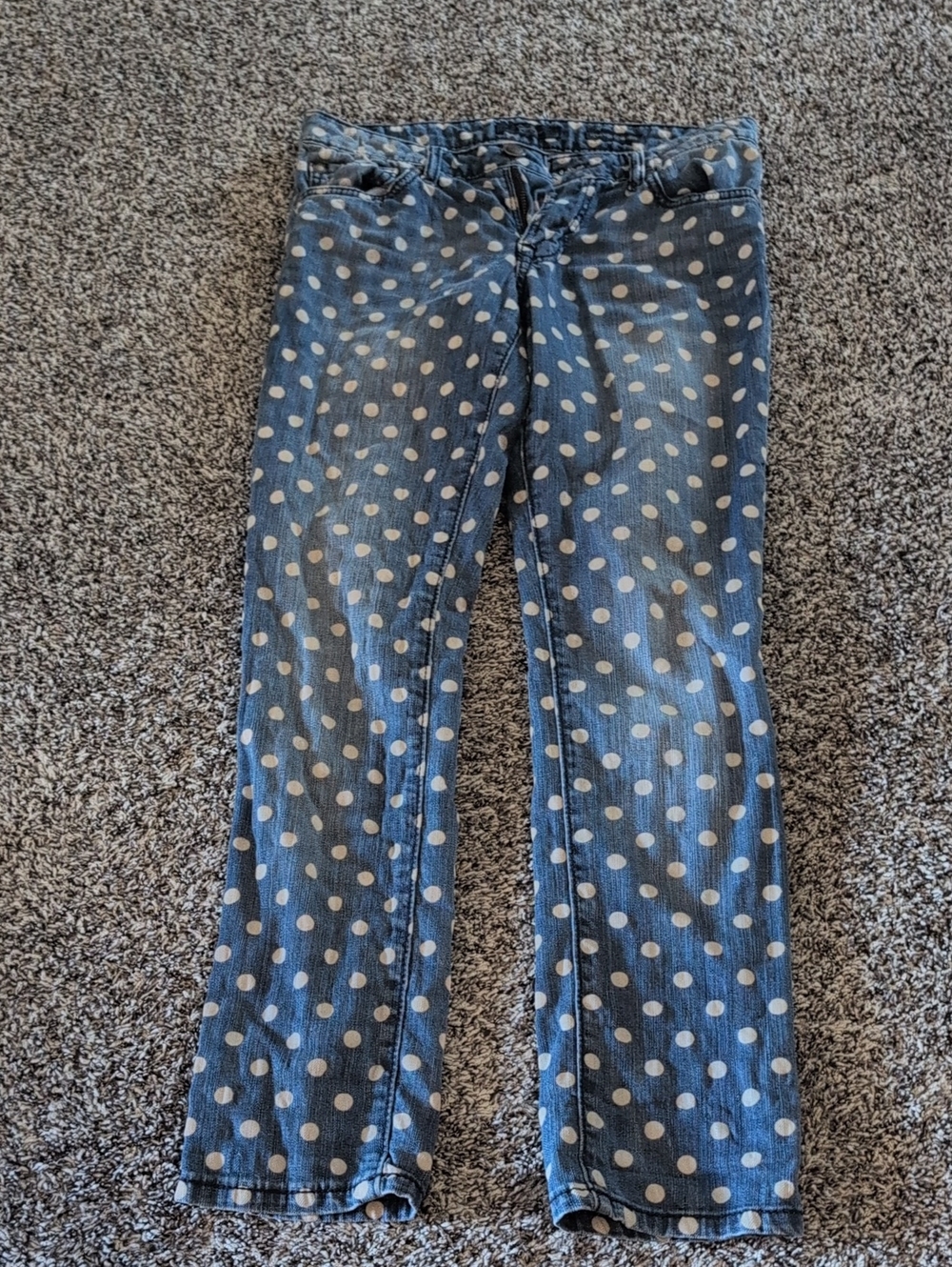 Jessica Simpson Blue Denim Polka Dot Straight Leg Jeans